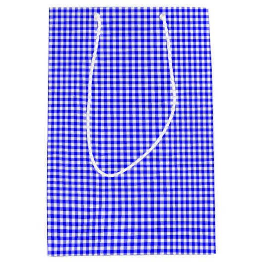 Gingham-Bright Blue-Gift-Bag Mittlere Geschenktüte (Vorderseite)