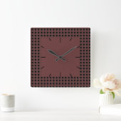 Gingham Brown und Black Quadratische Wanduhr (Zuhause)