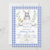 Gingham Bunny Baby Dusche Einladung (Vorderseite)