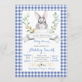 Gingham Bunny Baby Dusche Einladung