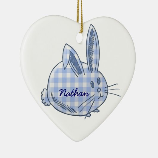 Gingham Bunny Keramik Ornament (Rechts)