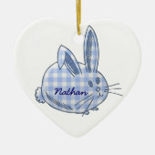 Gingham Bunny Keramik Ornament (Vorne)