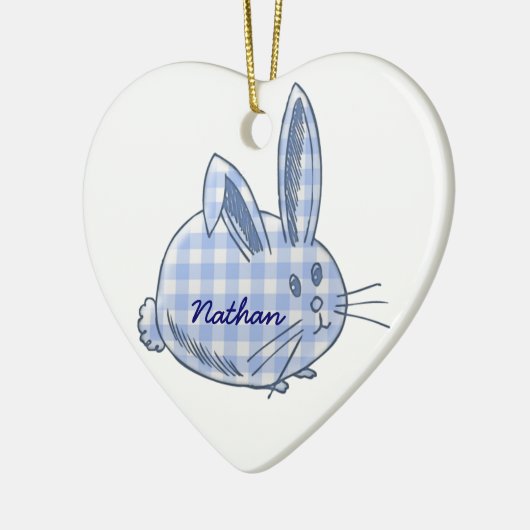 Gingham Bunny Keramik Ornament (Links)