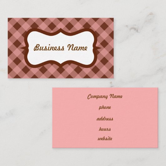 Gingham Business Card Visitenkarte (Vorne/Hinten)