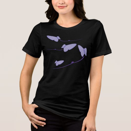 Gingham Butterflies Tri-Blend Shirt (Vorderseite)