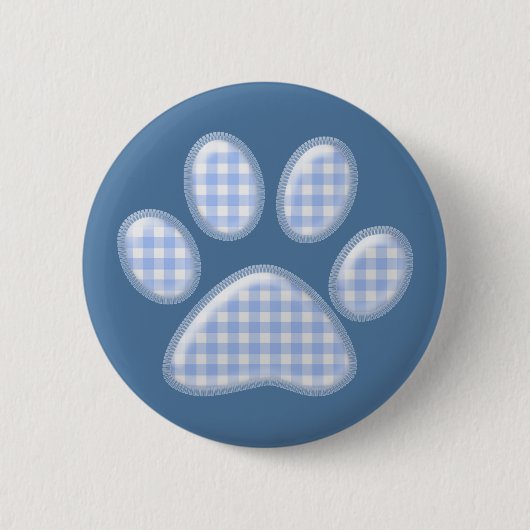 Gingham Cat Pfote - blau Button (Vorderseite)