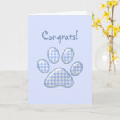 Gingham Cat Pfote - blau Karte (Gelbe Blume)