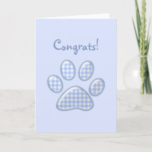 Gingham Cat Pfote - blau Karte