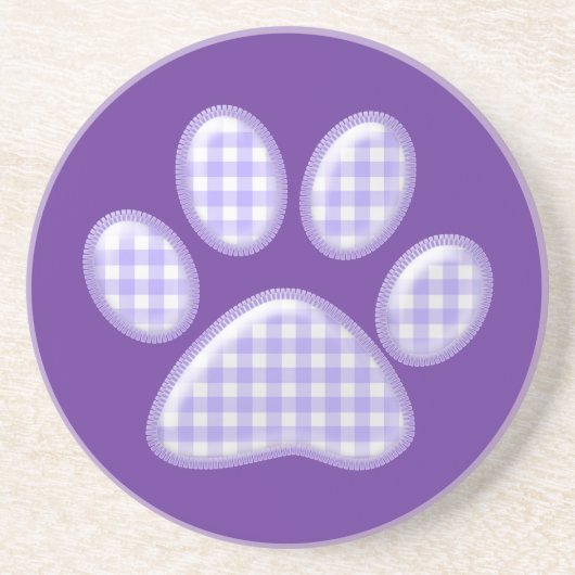Gingham Cat Pfote - lila Untersetzer (Vorne)