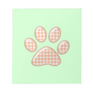 Gingham Cat Pfote - Orange Notizblock