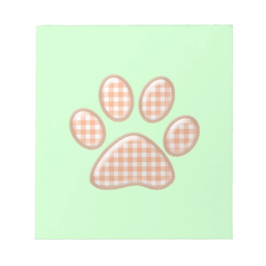 Gingham Cat Pfote - Orange Notizblock (Vorderseite)