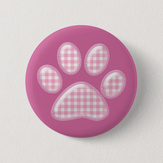 Gingham Cat Pfote - rosa Button (Vorderseite)