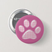 Gingham Cat Pfote - rosa Button (Vorne & Hinten)