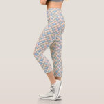 Gingham Cathedral Window Quilt Design Capri Leggings<br><div class="desc">A seamless background featuring pastel gingham patterns and floral prints in a cathedral window quilt design</div>
