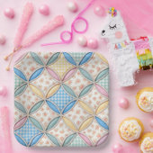 Gingham Cathedral Window Quilt Design Pappteller (Party)