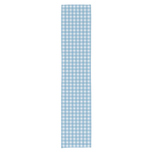 Gingham Charm Blau Kurzer Tischläufer (Vorderseite)