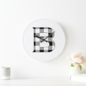 Gingham Check B Große Wanduhr (Zuhause)