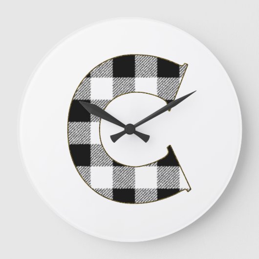 Gingham Check C Große Wanduhr (Vorderseite)