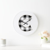 Gingham Check C Große Wanduhr (Zuhause)
