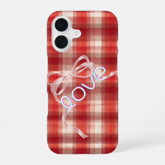 Gingham Check Love Ribbon Phone Case iPhone 16 Hülle
