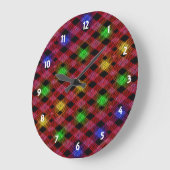 Gingham Check Multicolored Pattern Große Wanduhr (Winkel)