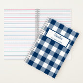 Gingham Check Navy Personalized Journal Notebook Notizblock (Innen)