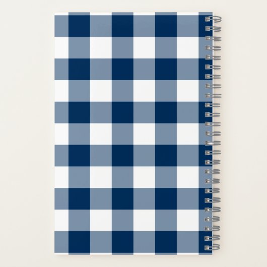 Gingham Check Navy Personalized Journal Notebook Notizblock (Rückseite)