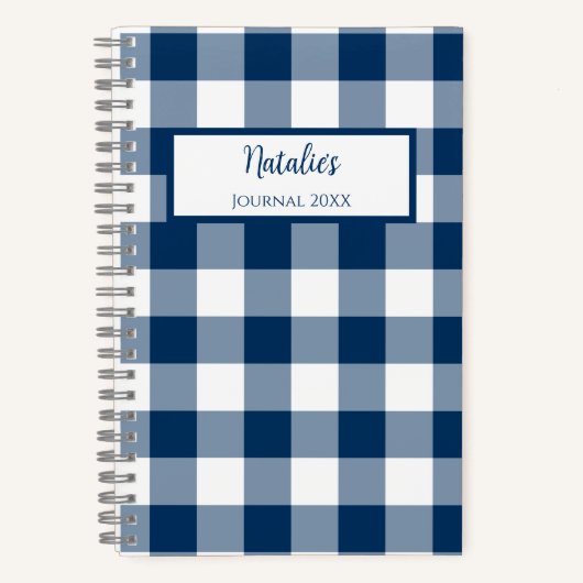Gingham Check Navy Personalized Journal Notebook Notizblock (Vorderseite)