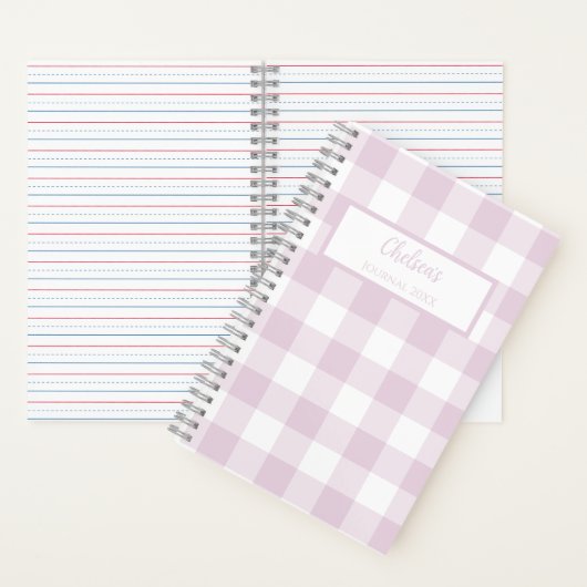 Gingham Check Pink Personalized Journal Notebook Notizblock (Innen)