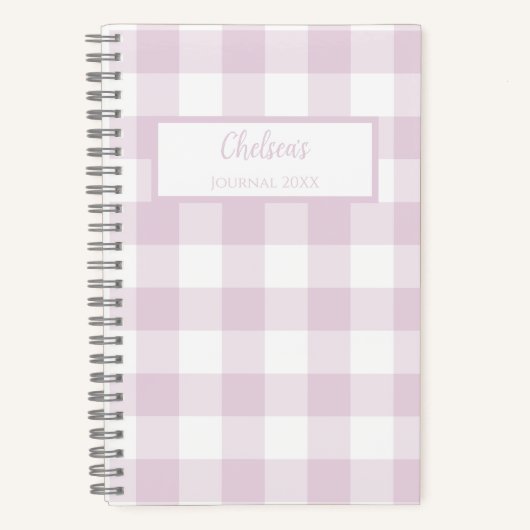 Gingham Check Pink Personalized Journal Notebook Notizblock (Vorderseite)