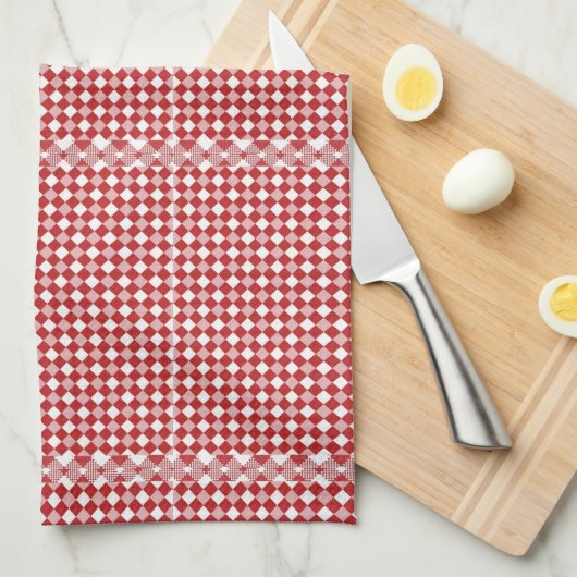 Gingham Checked Geschirrtuch (Viertel Falte)