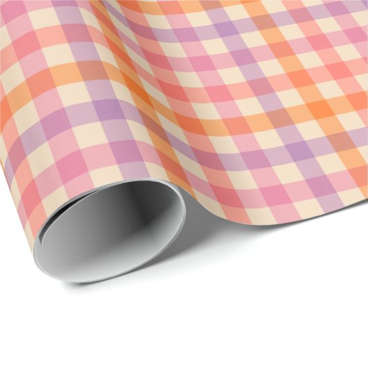 Gingham Checkerboard in Pastel Pinks Geschenkpapier (Rolleneckpunkt)