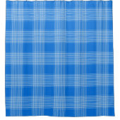 Gingham Checkered Blue and White Dusche Vorhang (Vorderseite)