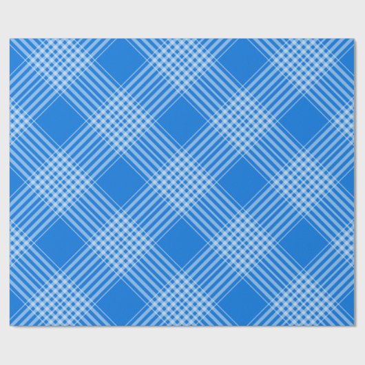 Gingham Checkered Blue und White Wrapping Paper Geschenkpapier (Flach)
