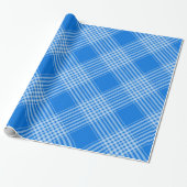 Gingham Checkered Blue und White Wrapping Paper Geschenkpapier (Ungerollt)