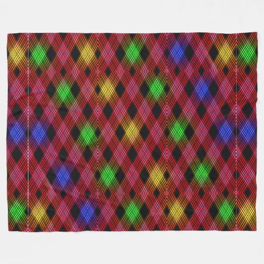 Gingham Checkered Multicolored Fleece Blanket (Vorderseite (Horizontal))