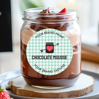 Gingham Checks Green Pattern Jar Label Business Runder Aufkleber