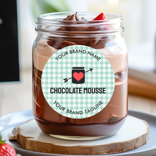 Gingham Checks Green Pattern Jar Label Business Runder Aufkleber