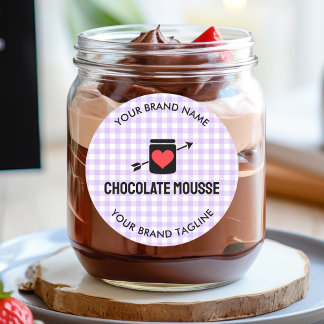 Gingham Checks Purple Pattern Jar Label Business Runder Aufkleber