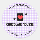 Gingham Checks Purple Pattern Jar Label Business Runder Aufkleber (Vorderseite)