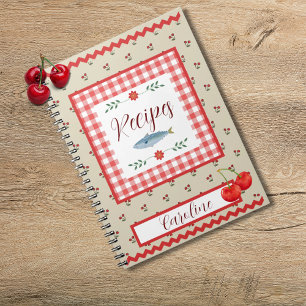 Gingham Cherry Recipe Notebook Notizblock