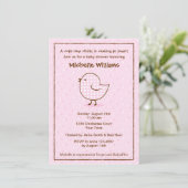 Gingham Chick Babydusche Einladung (Stehend Vorderseite)