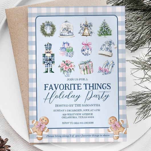 Gingham Chinoiserie Favorite Things Holidays Party Einladung