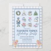Gingham Chinoiserie Favorite Things Holidays Party Einladung (Vorderseite)