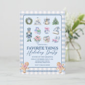 Gingham Chinoiserie Favorite Things Holidays Party Einladung (Stehend Vorderseite)