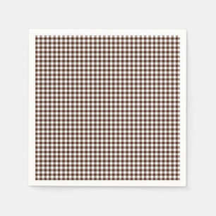 Gingham-Chocolate Brown Paper Napkins Serviette