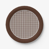 Gingham-Chocolate Brown-Paper-Teller Pappteller (Vorderseite)
