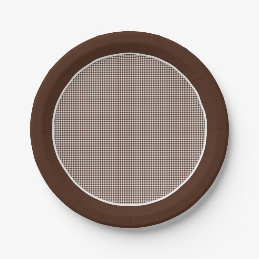 Gingham-Chocolate Brown-Paper-Teller Pappteller (Vorderseite)