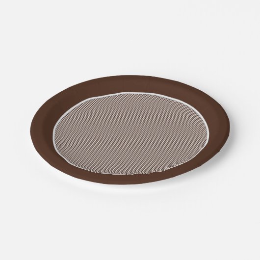 Gingham-Chocolate Brown-Paper-Teller Pappteller (Schrägansicht)
