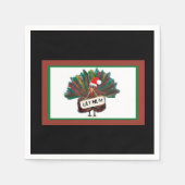 Gingham Christmas Funny Turkey Weihnachtsmannmütze Serviette (Vorderseite)